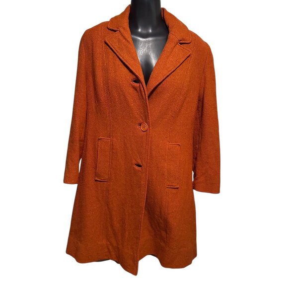 Mondo Di Marco 1970s Vintage Womens Wool Blazer Jacket Medium Orange Retro Lined - Picture 2 of 16